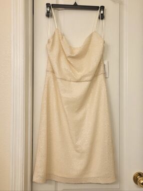 Halston Ivory White Sequin Cowl Neck Prom /Graduation Dress